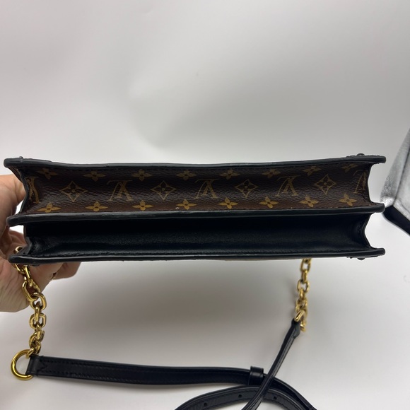 LV Brown and Black Monogram Clutch with Gold Accents - Picture 6 of 13